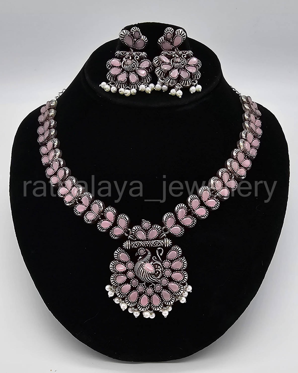 Oxidized Peacock Necklace Set