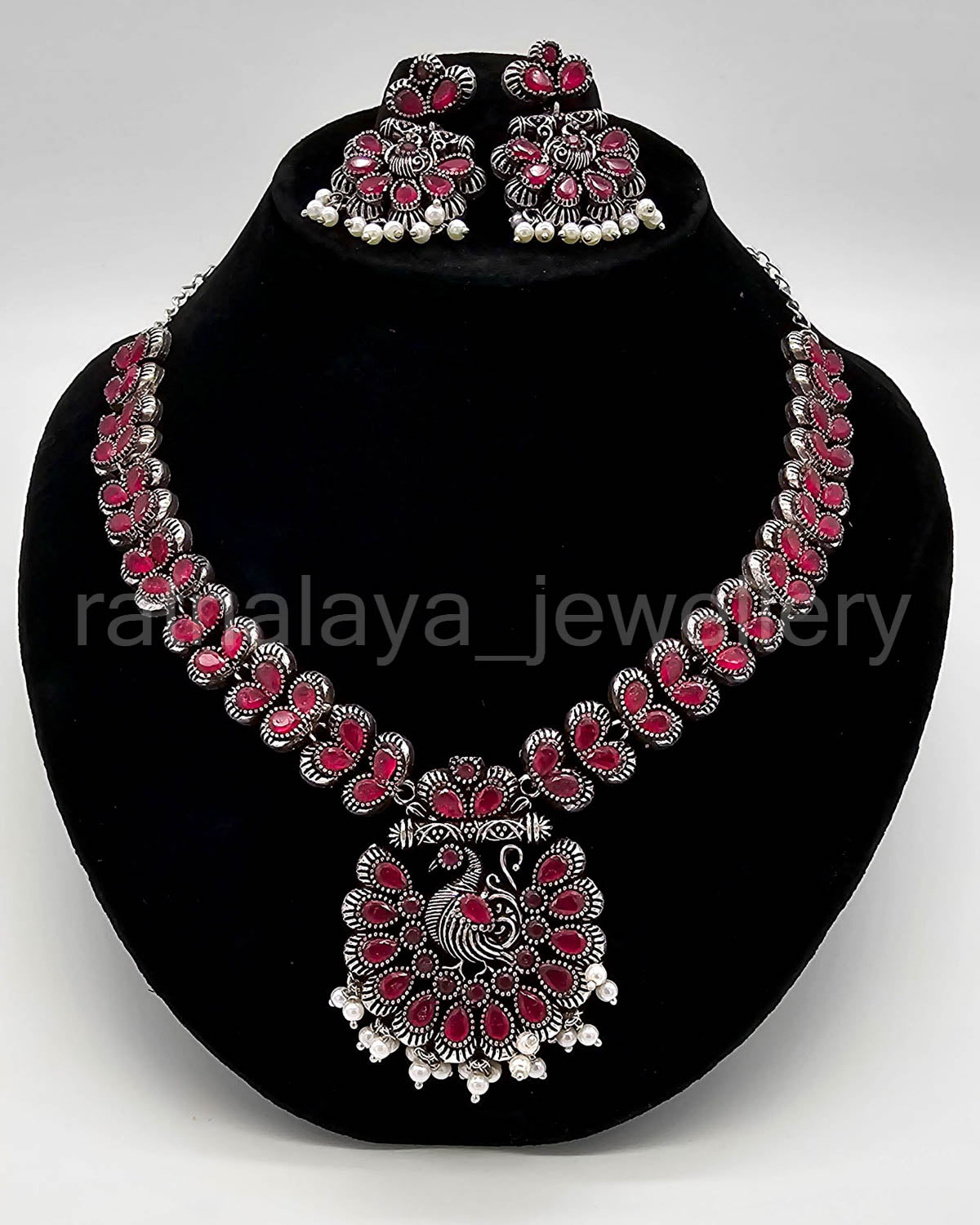 Oxidized Peacock Necklace Set