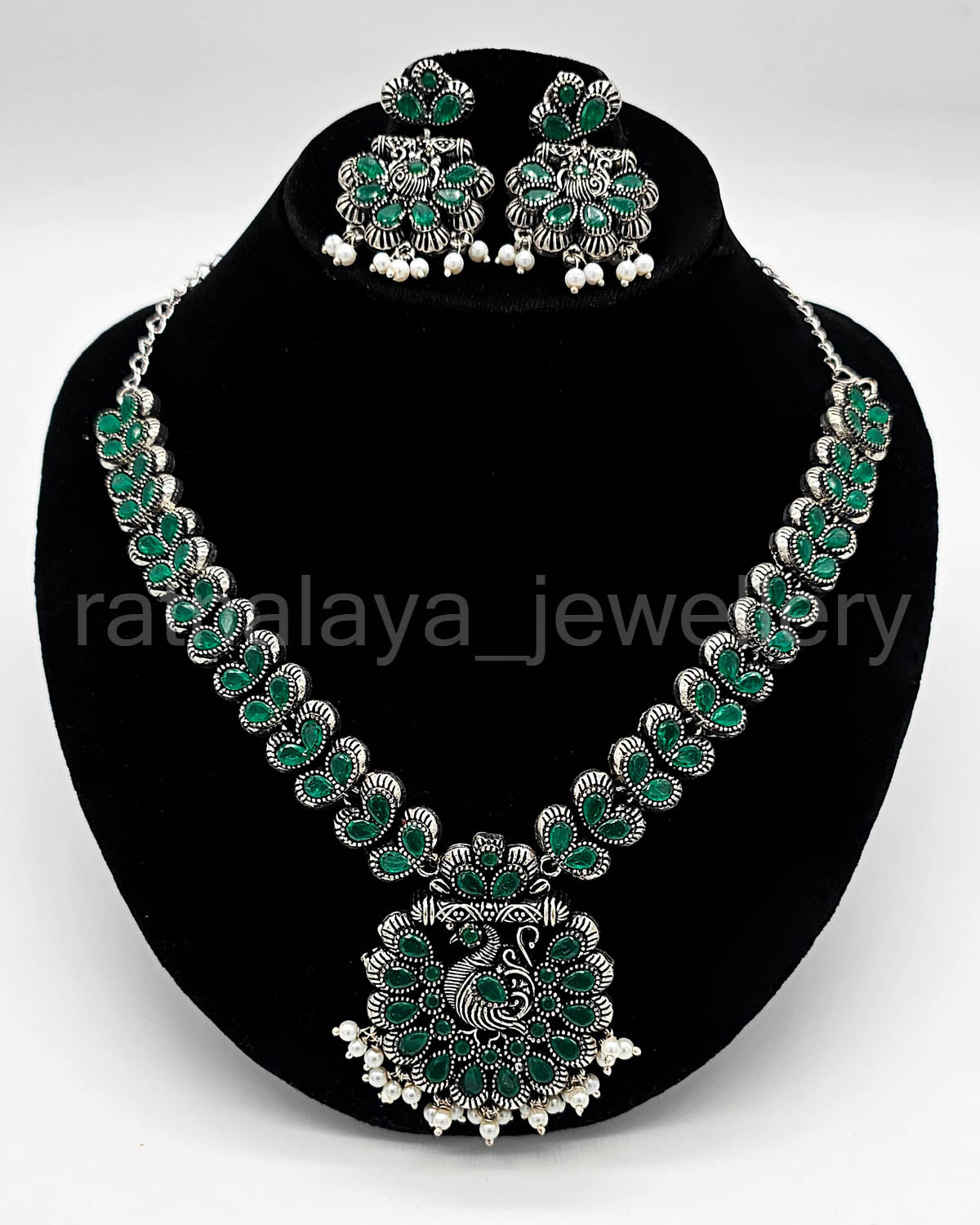 Oxidized Peacock Necklace Set