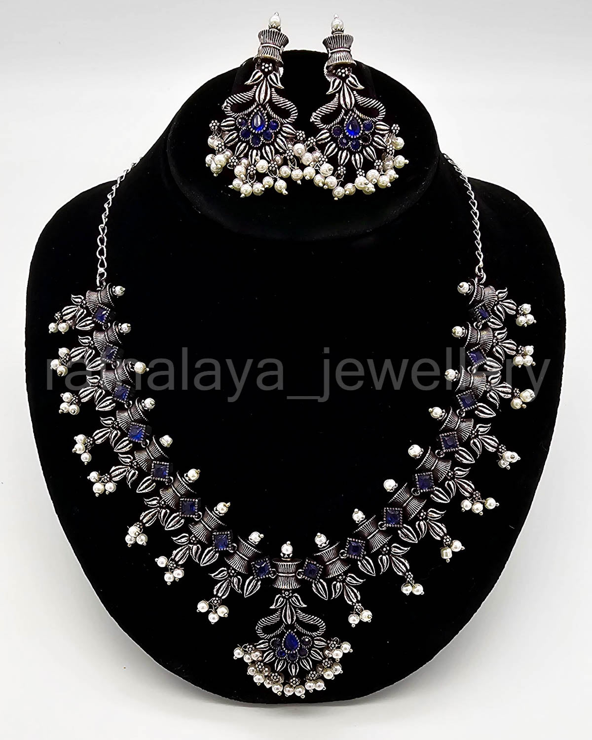 Oxidized Leaf Necklace Set