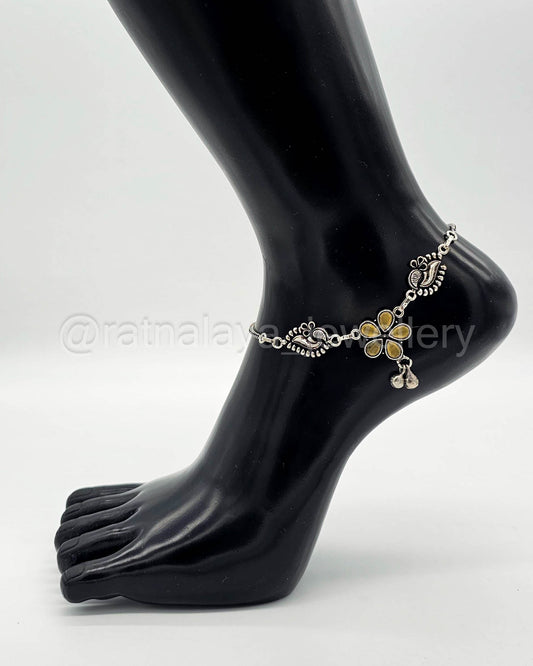 Oxidized Flower Anklets