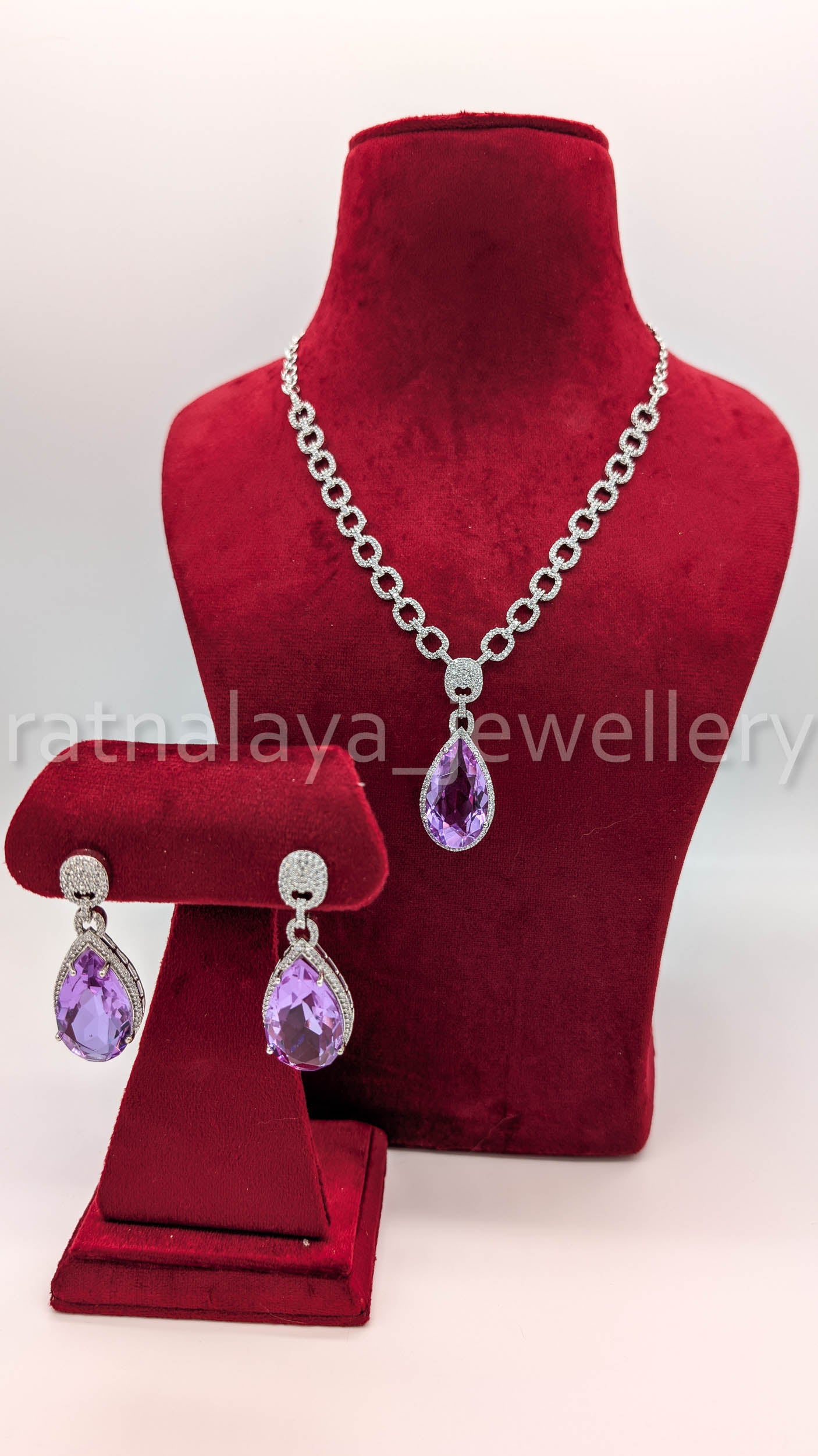 AD Stone Necklace Set with Earrings