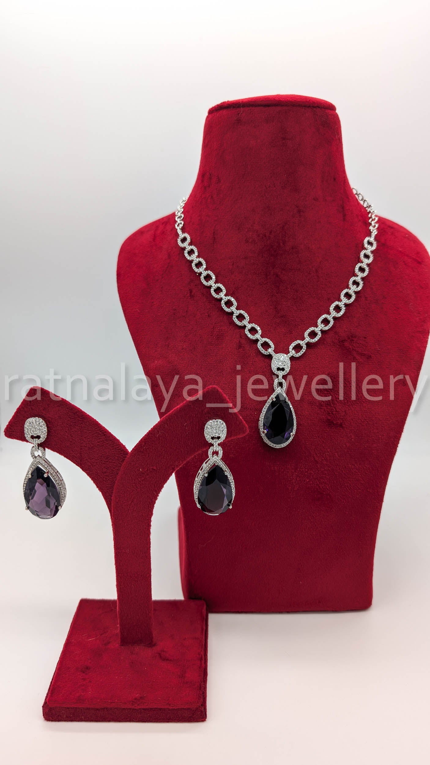 AD Stone Necklace Set with Earrings