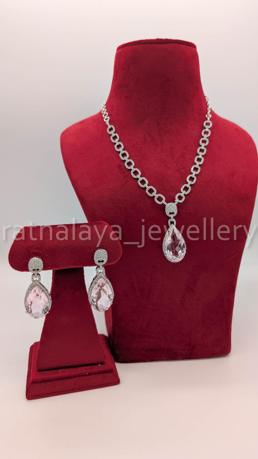 AD Stone Necklace Set with Earrings