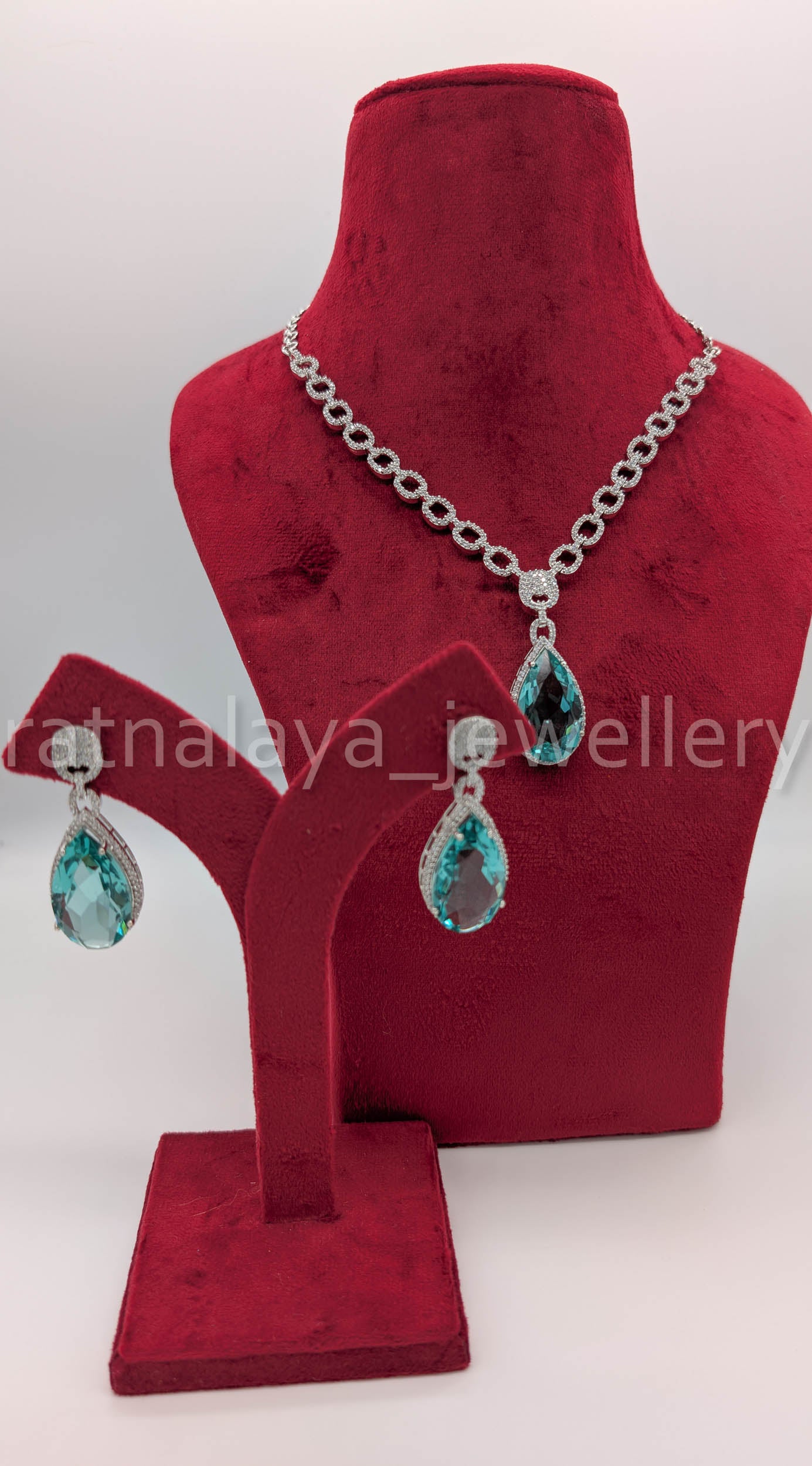 AD Stone Necklace Set with Earrings