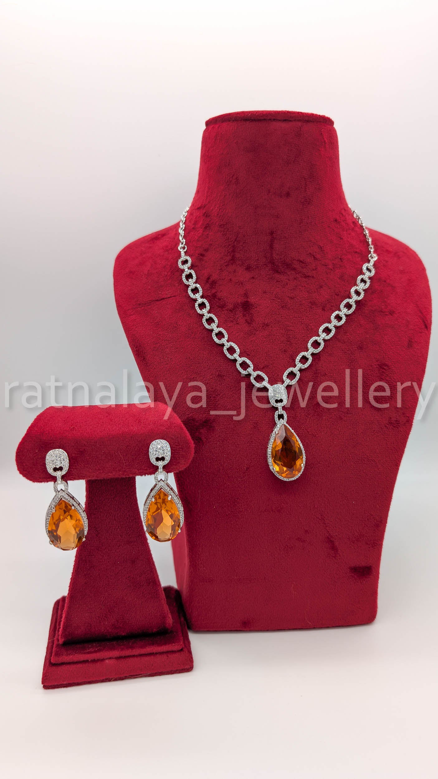 AD Stone Necklace Set with Earrings