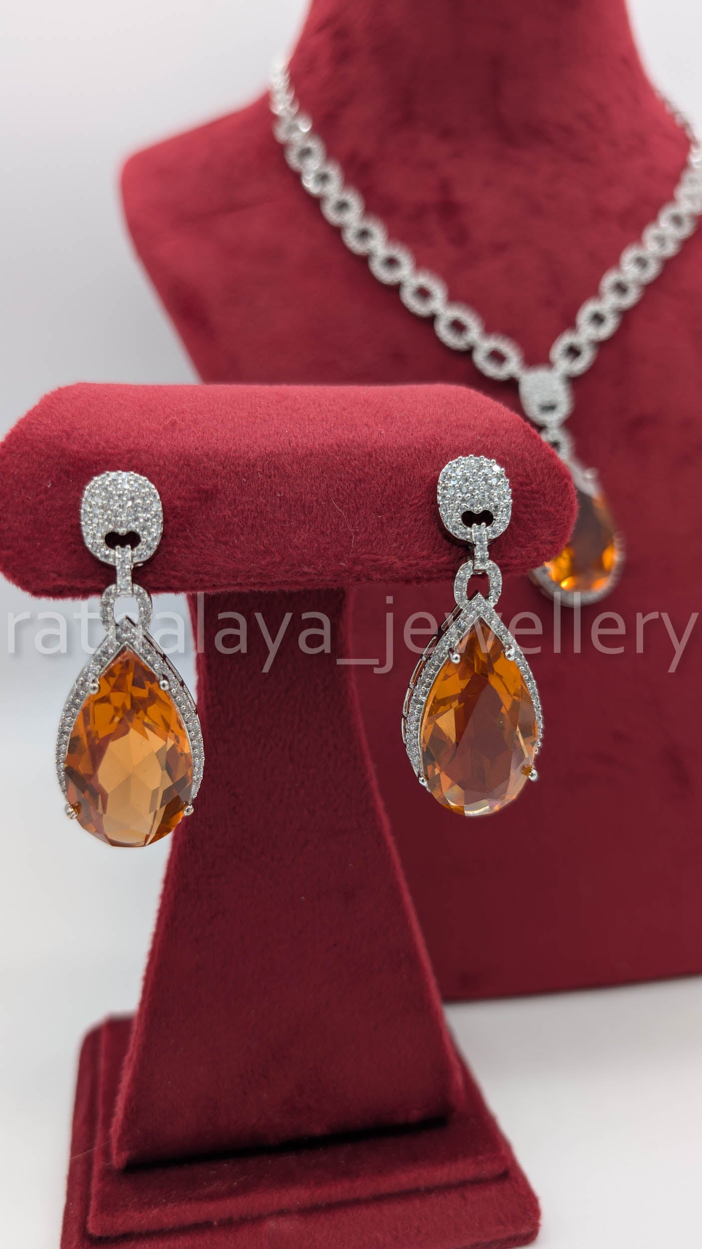 AD Stone Necklace Set with Earrings