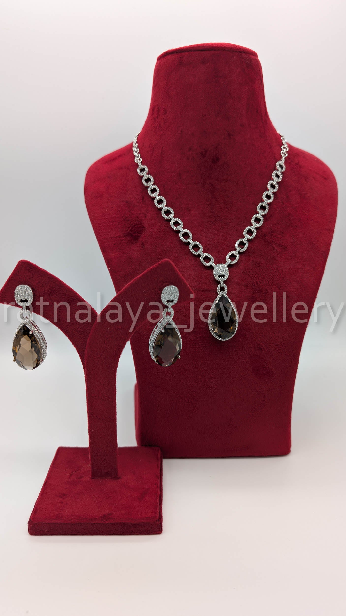 AD Stone Necklace Set with Earrings