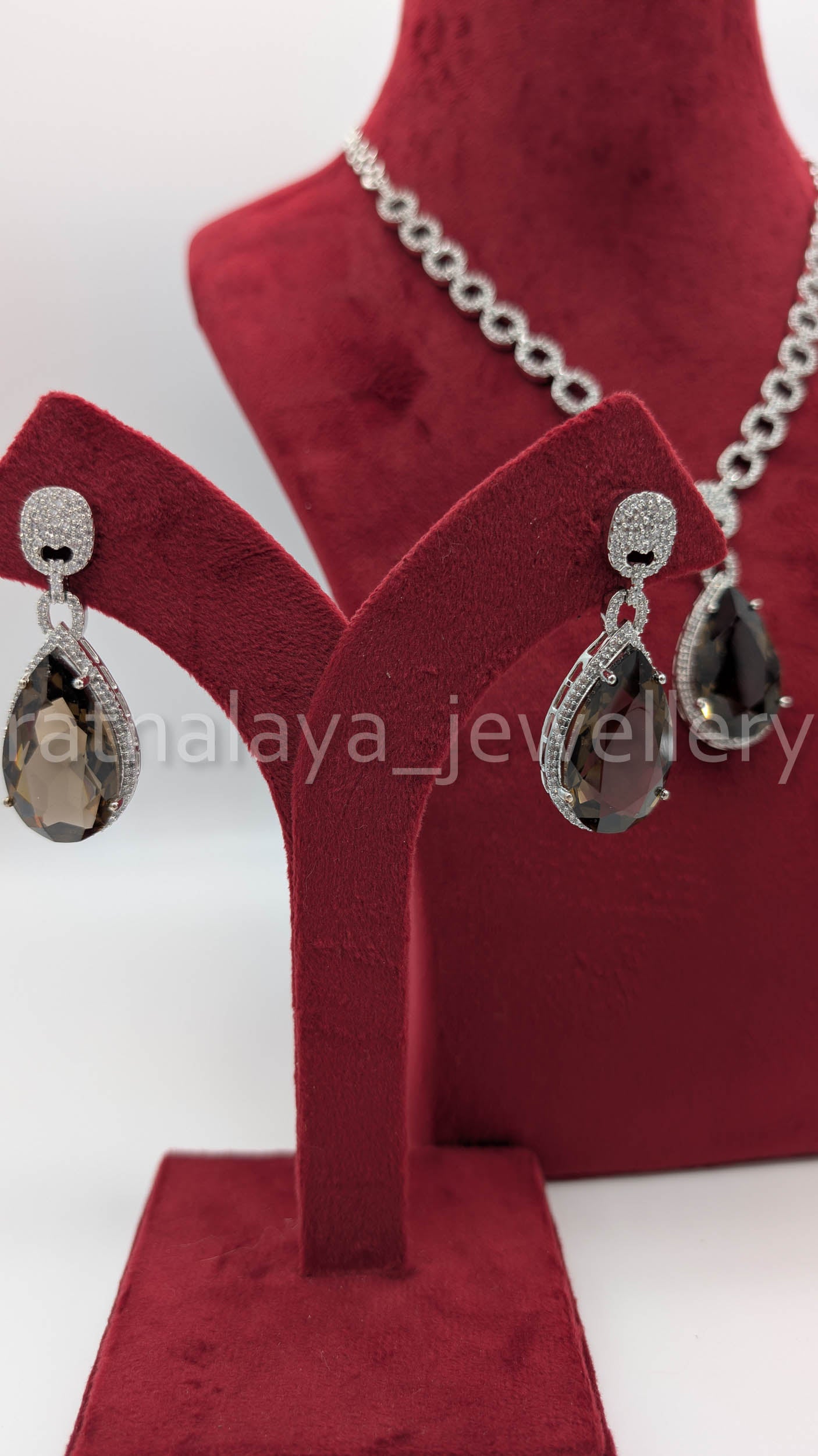 AD Stone Necklace Set with Earrings