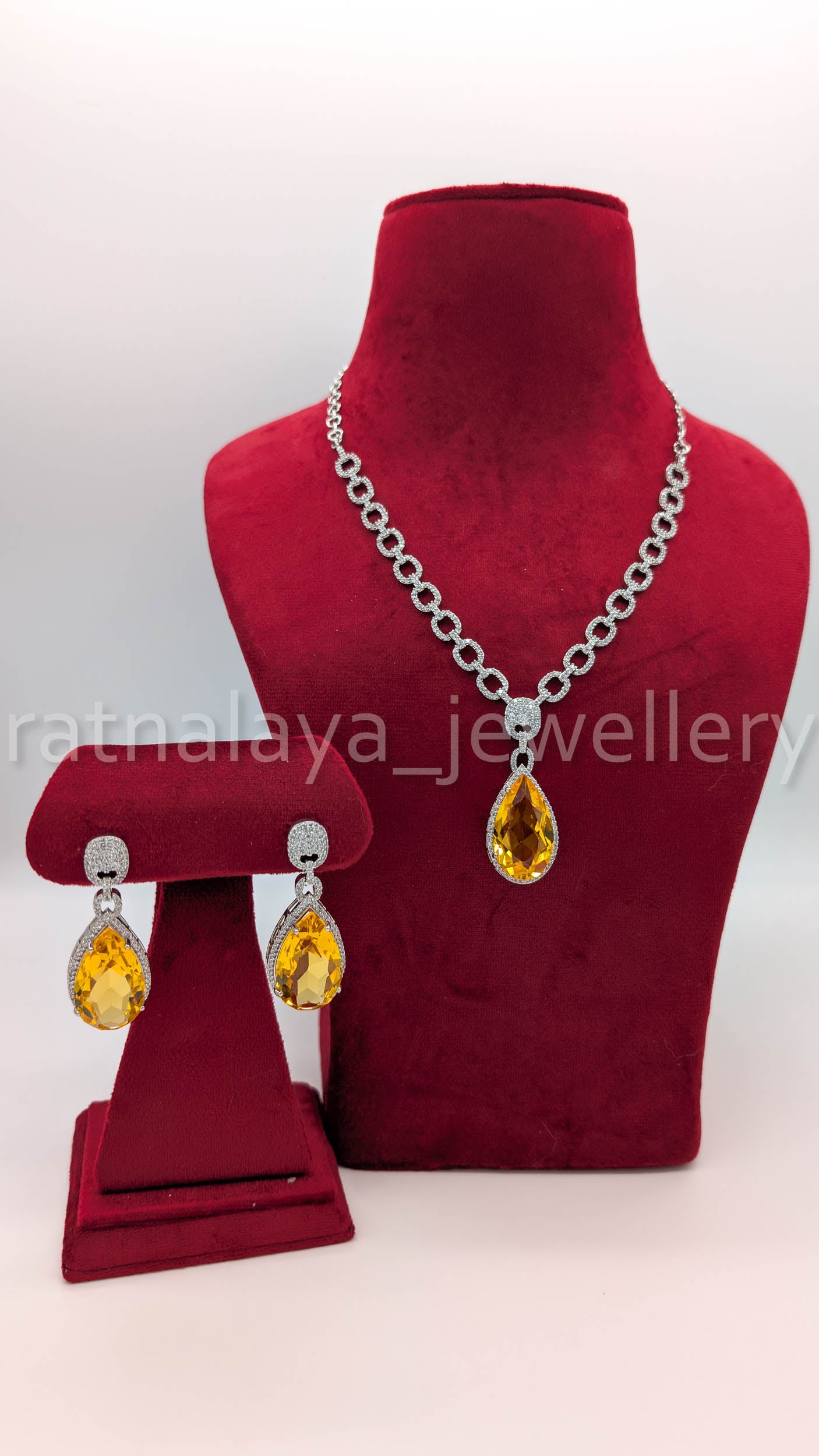 AD Stone Necklace Set with Earrings