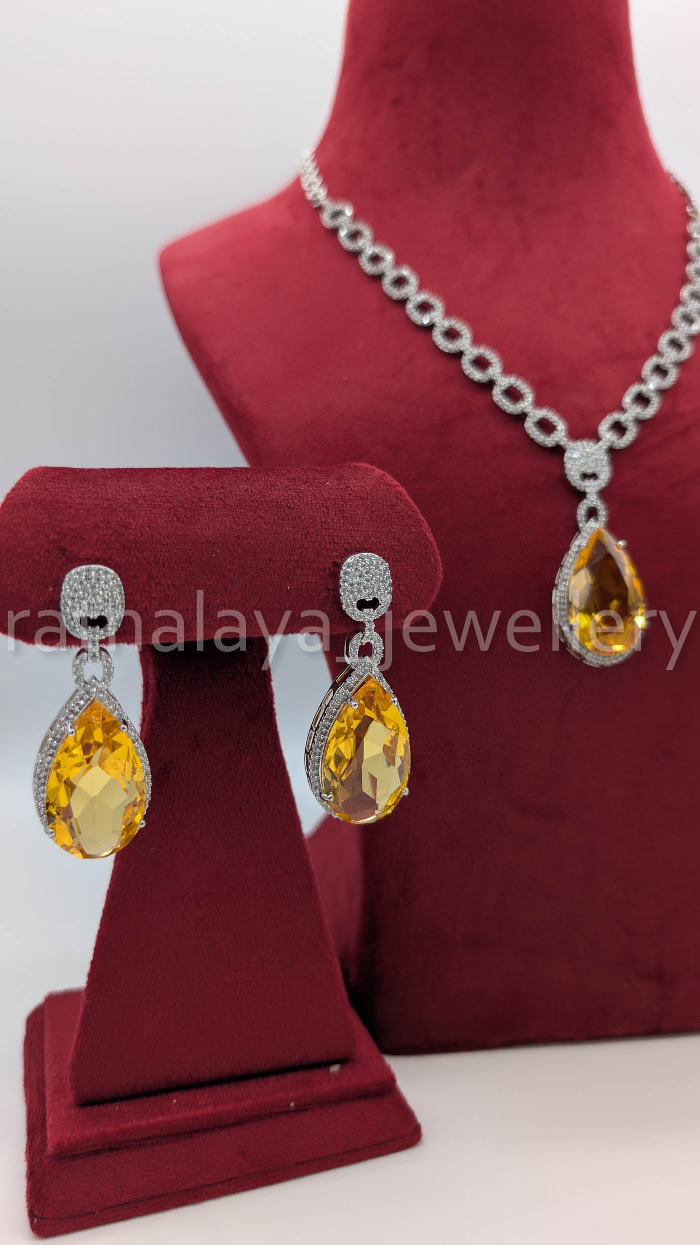 AD Stone Necklace Set with Earrings