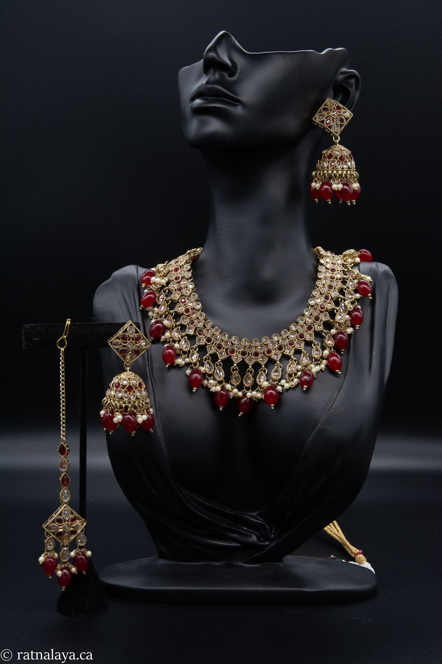 Reverse AD Necklace, Earring  & Tikka Set