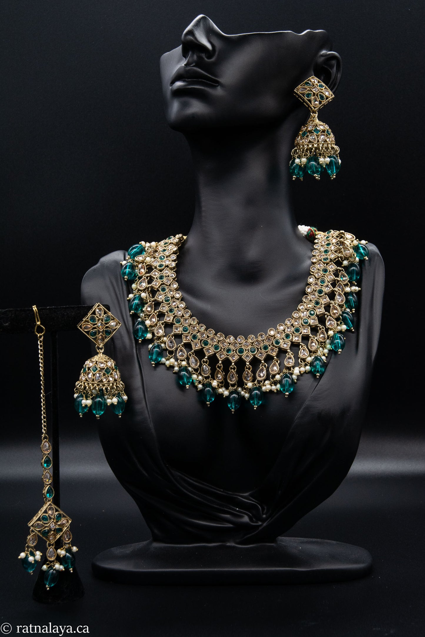 Reverse AD Necklace, Earring  & Tikka Set
