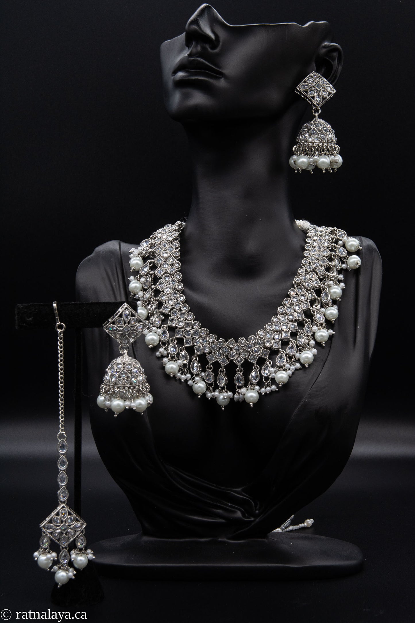 Reverse AD Necklace, Earring  & Tikka Set