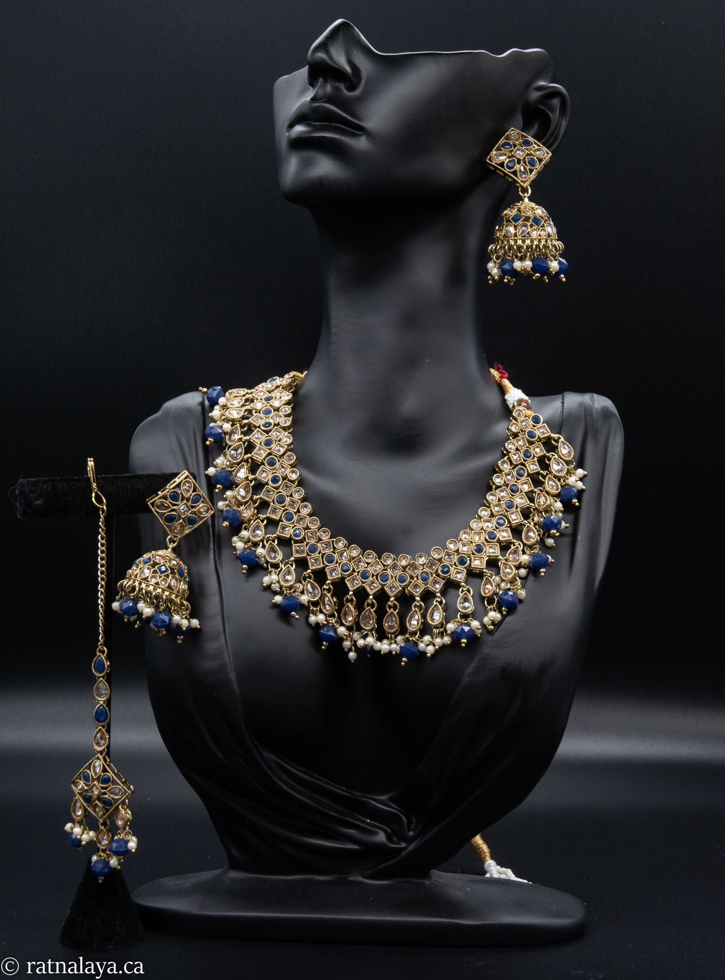 Reverse AD Necklace, Earring  & Tikka Set