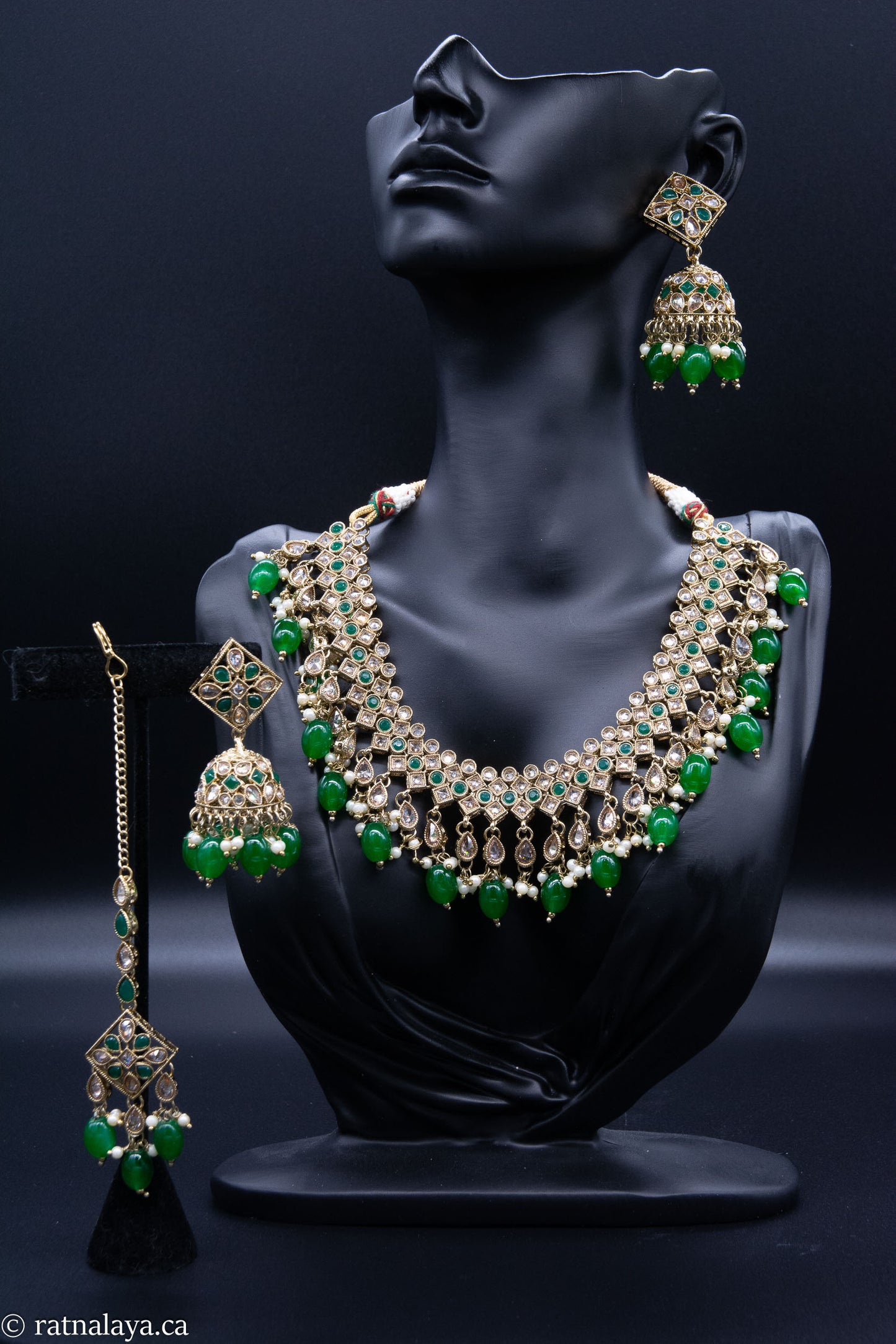 Reverse AD Necklace, Earring  & Tikka Set