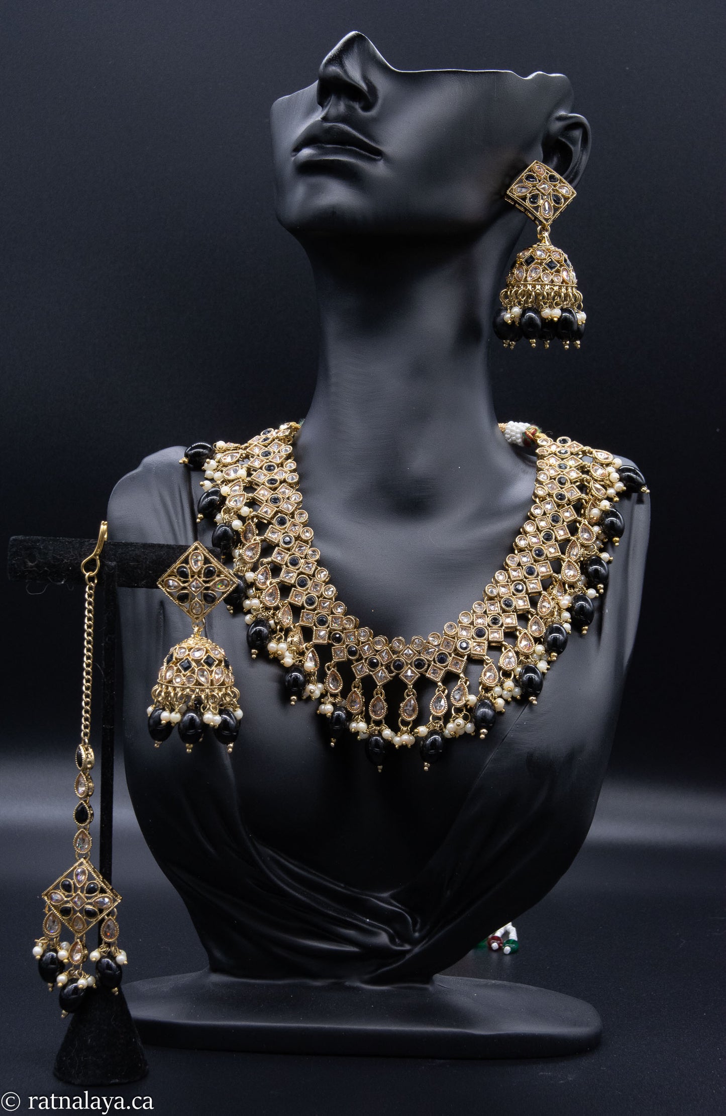 Reverse AD Necklace, Earring  & Tikka Set