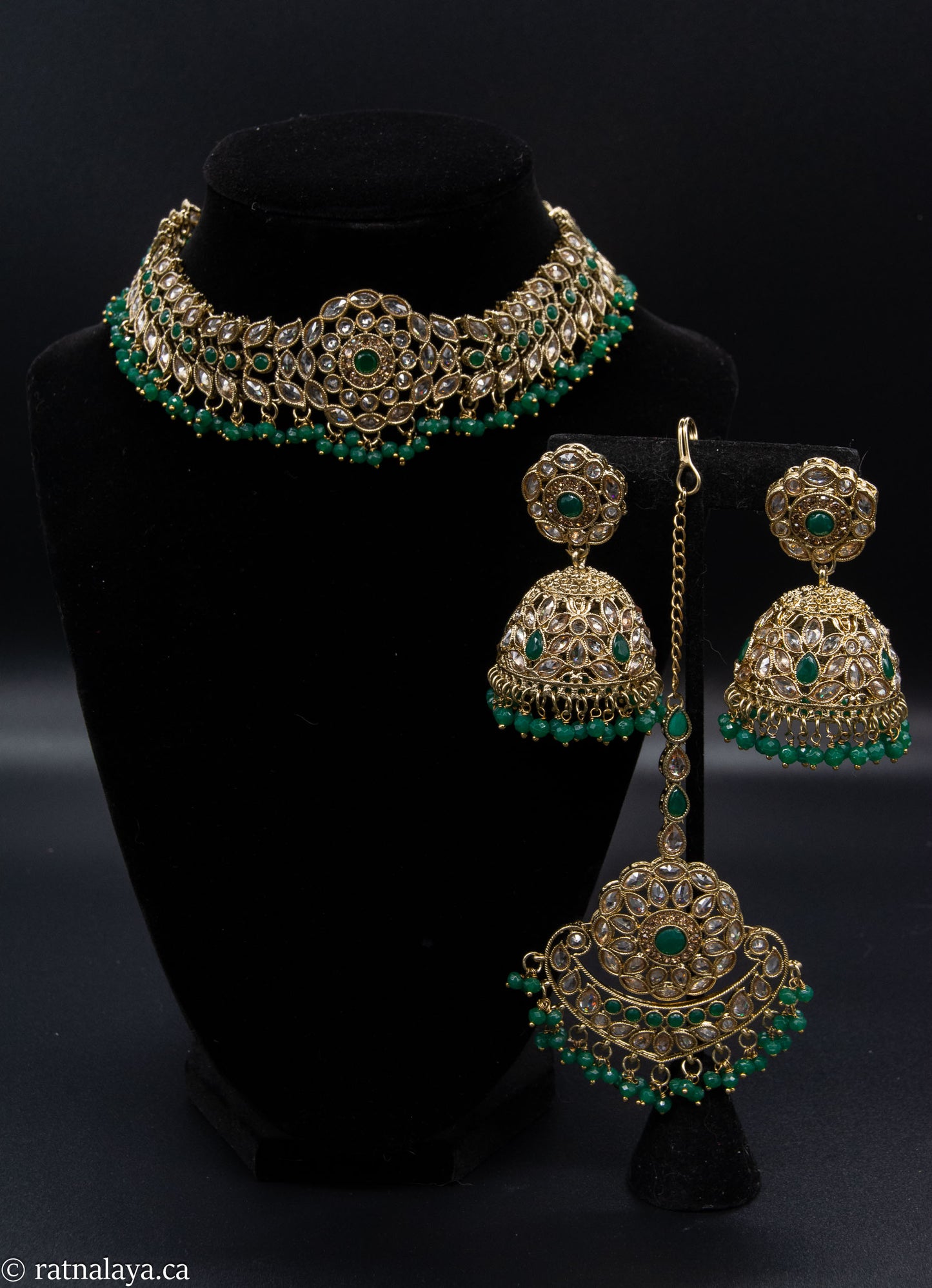Kundan Necklace Set with Oversized  Kuda Jhumki and Tikka